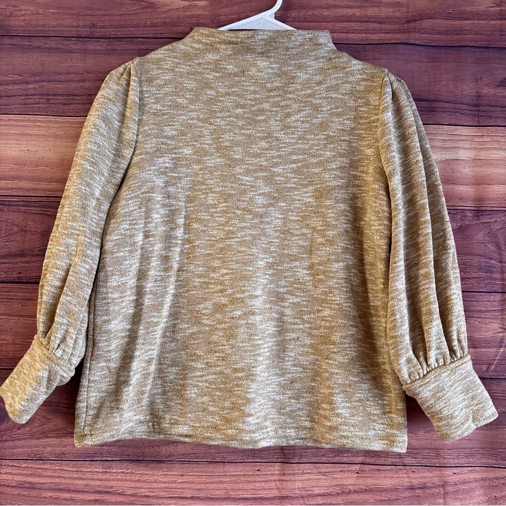 Madewell Puff Sleeve Turtleneck Top Mustard Yellow Space Dye Marl XS - Picture 5 of 6